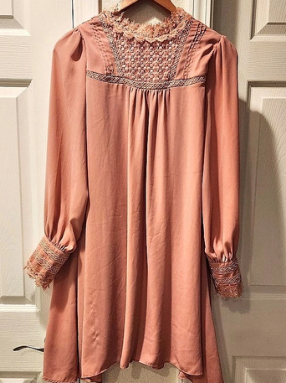 AFRA Pink Lace Yoke Mini Dress Size Small